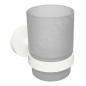 Sapho X-Round - Verre pour brosse à dents et dentifrice avec support, verre dépoli / blanc XR903W