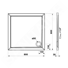 Bruckner Else - Receveur de douche 80x80 cm, blanc 800.111.4