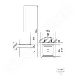 Steinberg 420 - Brosse WC murale avec support, verre dépoli / chrome 420 2902