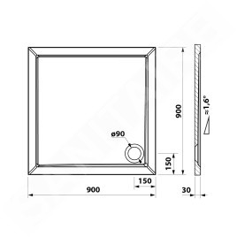 Bruckner Else - Receveur de douche 90x90 cm, blanc 800.112.4