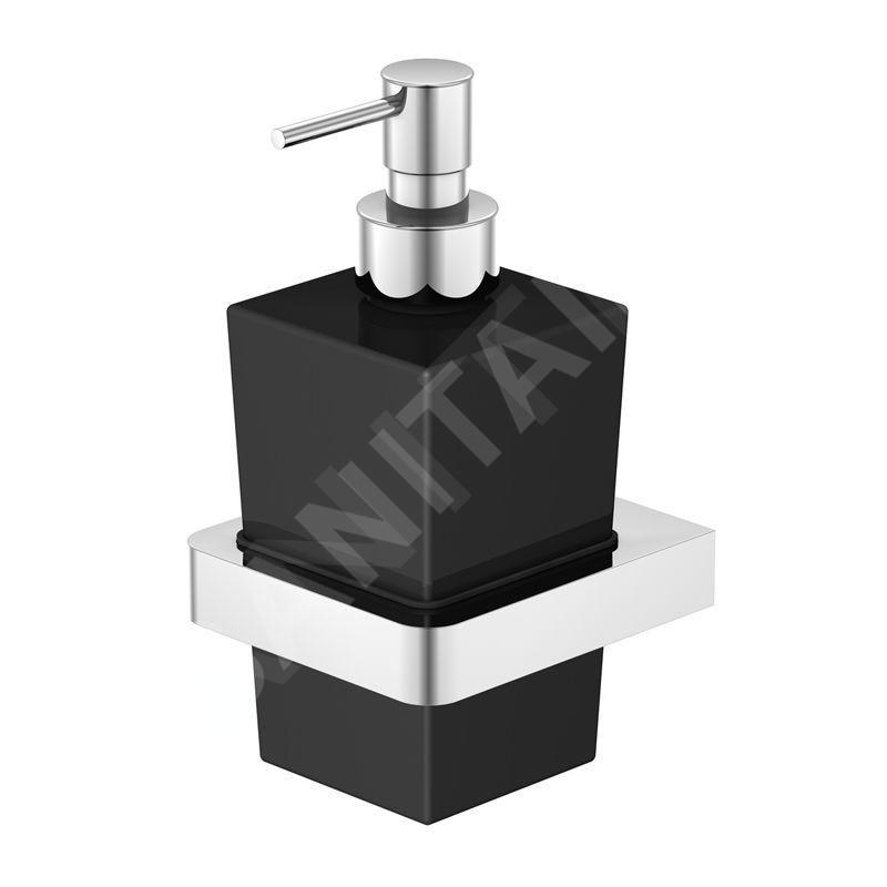 Steinberg 420 - Distributeur de savon avec support, verre noir / chrome 420 8002