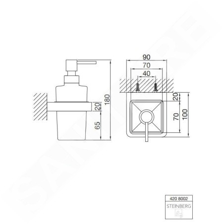 Steinberg 420 - Distributeur de savon avec support, verre noir / chrome 420 8002