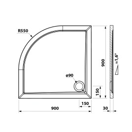 Bruckner Else - Receveur de douche 90x90 cm, blanc 800.311.4