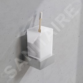 Steinberg 460 - Verre pour brosse à dents et dentifrice avec support, verre dépoli / chrome 460 2001