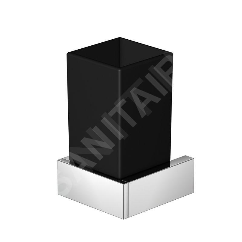 Steinberg 460 - Verre pour brosse à dents et dentifrice avec support, verre noir / chrome 460 2002