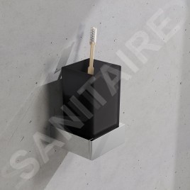 Steinberg 460 - Verre pour brosse à dents et dentifrice avec support, verre noir / chrome 460 2002