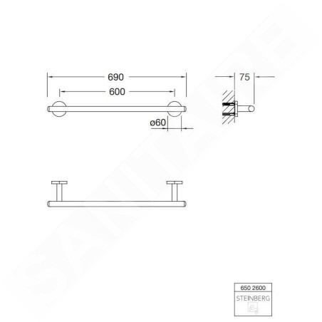 Steinberg 650 - Porte-serviettes, longueur : 69 cm, chrome 650 2600
