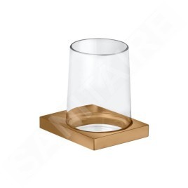 Keuco Edition 11 - Gobelet à brosse à dents et dentifrice avec support, verre / bronze brossé 11150039000