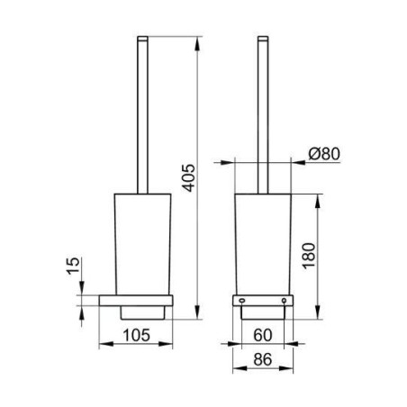 Keuco Edition 11 - Brosse de toilette avec support, verre dépoli/bronze brossé 11164039000