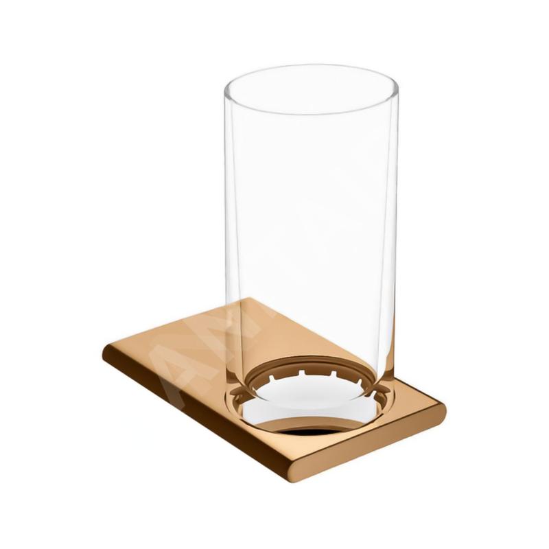 Keuco Edition 400 - Gobelet à brosse à dents et dentifrice avec support, verre / bronze brossé 11550039000