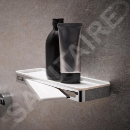 Keuco Plan - Étagère avec raclette à vitre, longueur 29 cm, inox/blanc 14959070051