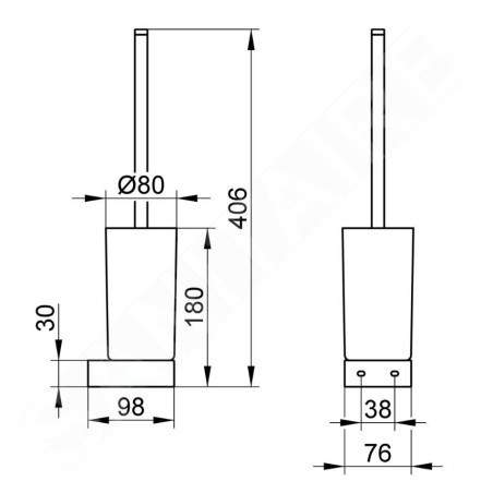 Keuco Edition 300 - Brosse de toilette murale, verre mat/chrome 30064019000