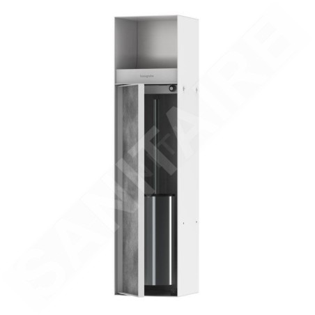 Hansgrohe XtraStoris Rock - Porte-rouleau toilette avec brosse de toilette à encastrer, avec porte, blanc mat 56062700