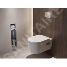 Hansgrohe XtraStoris Rock - Porte-rouleau toilette avec brosse de toilette à encastrer, avec porte, blanc mat 56062700