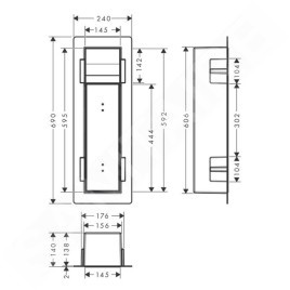 Hansgrohe XtraStoris Rock - Porte-rouleau toilette avec brosse de toilette à encastrer, avec porte, acier brossé 56062800