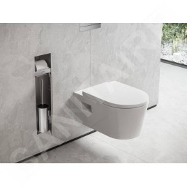 Hansgrohe XtraStoris Rock - Porte-rouleau toilette avec brosse de toilette à encastrer, avec porte, acier brossé 56062800