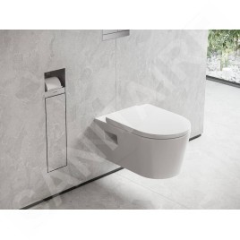 Hansgrohe XtraStoris Rock - Porte-rouleau toilette avec brosse de toilette à encastrer, avec porte, acier brossé 56062800