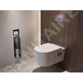 Hansgrohe XtraStoris Rock - Porte-rouleau toilette avec brosse de toilette à encastrer, avec porte, acier brossé 56062800