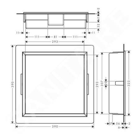 Hansgrohe XtraStoris Original - Niche murale avec cadre, 300 x 300 x 70 mm, noir mat 56093670