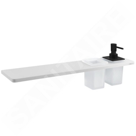 Sapho Abeline - Étagère avec distributeur et verre, 50 cm, blanc mat/noir AE502-0101-03