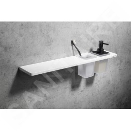 Sapho Abeline - Étagère avec distributeur et verre, 50 cm, blanc mat/noir AE502-0101-03