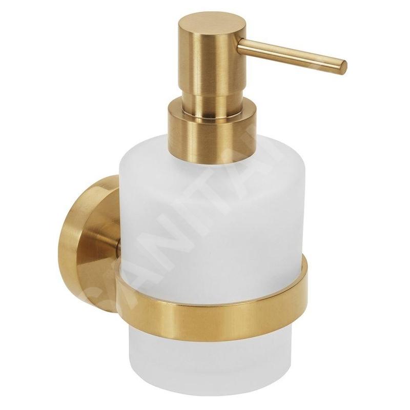 Sapho X-Round - Distributeur de savon avec support, verre mat / doré XR103GB