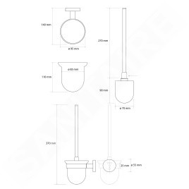 Sapho X-Round - Brosse de toilette murale avec support, verre dépoli / doré XR303GB