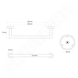 Sapho X-Round - Porte-serviettes, longueur : 35 mm, doré XR400GB