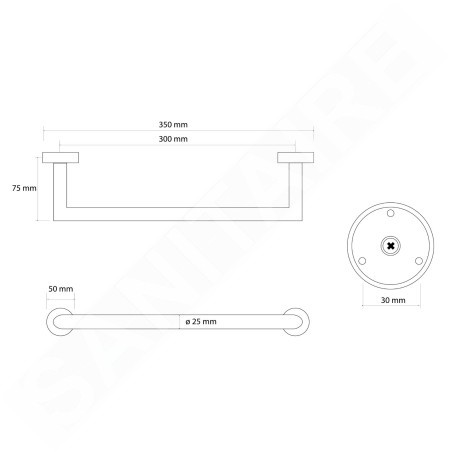 Sapho X-Round - Porte-serviettes, longueur : 35 mm, doré XR400GB