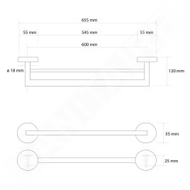 Sapho X-Round - Porte-serviettes, longueur : 66 mm, doré XR401GB