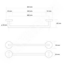 Sapho X-Round - Porte-serviettes, longueur : 66 mm, doré XR404GB