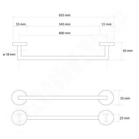 Sapho X-Round - Porte-serviettes, longueur : 66 mm, doré XR404GB