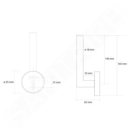 Sapho X-Round - Porte-papier hygiénique de rechange, doré XR701GB