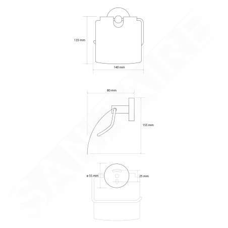 Sapho X-Round - Porte-papier de toilette, doré XR732GB