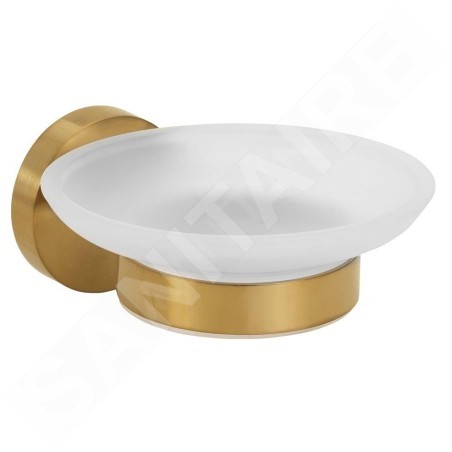 Sapho X-Round - Porte-savon avec support, verre dépoli / doré XR803GB