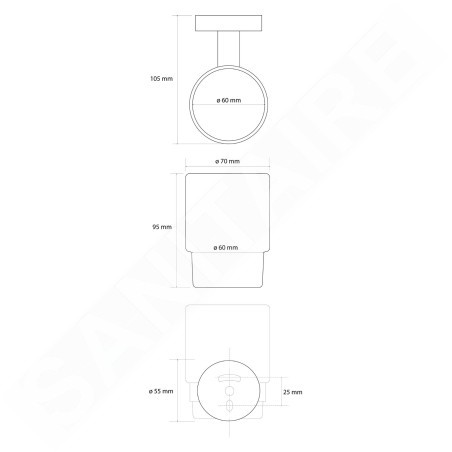 Sapho X-Round - Verre pour brosse à dents et dentifrice, verre mat / doré XR903GB
