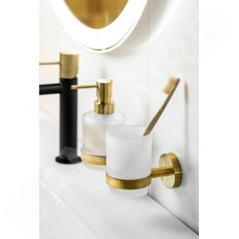 Sapho X-Round - Verre pour brosse à dents et dentifrice, verre mat / doré XR903GB