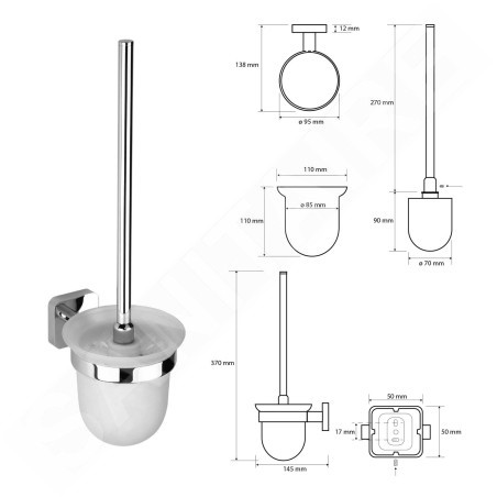 Sapho Insia - Brosse de toilette avec support mural, chrome IS008