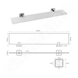 Sapho Insia - Étagère, longueur : 60 cm, chrome IS015
