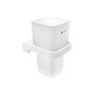 Nimco Maya - Pot à brosse à dents et à dentifrice avec support, verre givré/blanc MAB 29058H-05