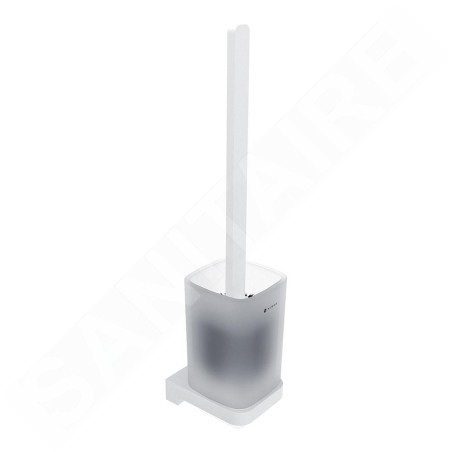 Nimco Maya - Brosse de toilette murale avec support, verre dépoli/blanc MAB 29094CN-HR-05
