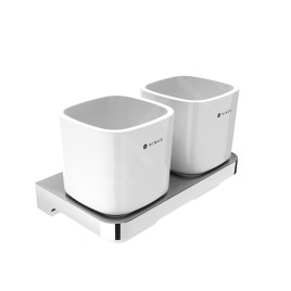 Nimco Maya - Pot à brosse à dents et à dentifrice avec support, blanc/chrome MA 29058DK-26