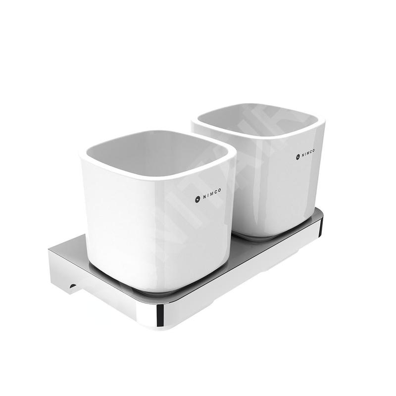 Nimco Maya - Pot à brosse à dents et à dentifrice avec support, blanc/chrome MA 29058DK-26