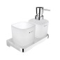 Nimco Maya - Distributeur de savon et gobelet avec support, verre dépoli/chrome MA 2905831C-26
