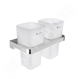 Nimco Maya - Verre pour brosse à dents et dentifrice avec support, verre dépoli / chrome MA 29058D-H-26
