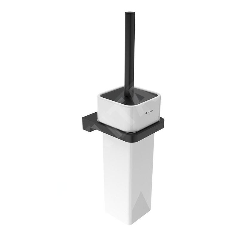 Nimco Maya - Brosse de toilette murale avec support, blanc/noir MAC 29094K-90