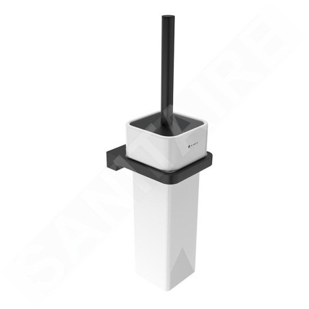 Nimco Maya - Brosse de toilette murale avec support, blanc/noir MAC 29094K-90