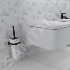 Nimco Maya - Brosse de toilette murale avec support, blanc/noir MAC 29094K-90