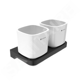 Nimco Maya - Pot à brosse à dents et à dentifrice avec support, blanc/noir MAC 29058DK-90