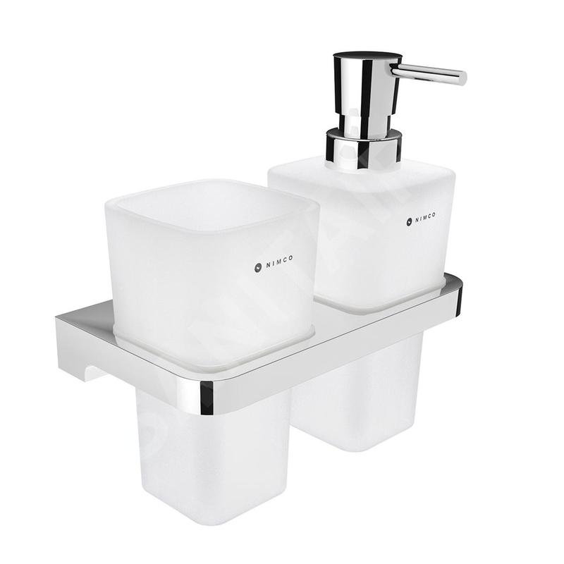 Nimco Maya - Distributeur de savon et gobelet avec support, verre dépoli/chrome MA 2905831H-26